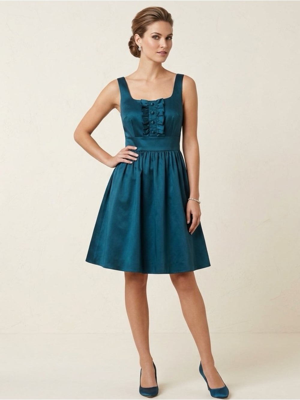Twenty One Party Dress size L Emerald summer flared casual summer versatile